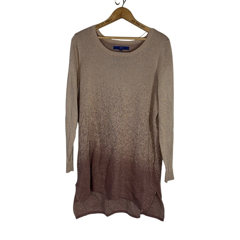 Apt 9 Tunic Knit Sweater rose color Metallic shimmer  Sz XL with snood
